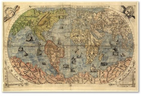 Postereck - 0460 - Hochwertiges Weltkarten Poster Vintage | Weltkarte Wand mit Hauptstädten der Länder | Unterricht Klassenzimmer Schule World Map Wall | Landkarte Welt XXL | Poster - 3:2-91,0 cm x 61,0 cm
