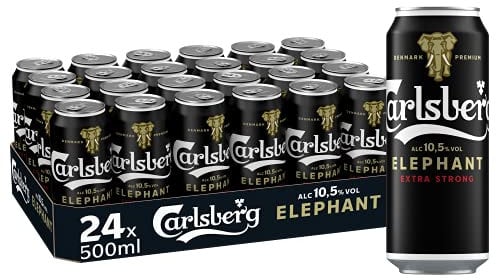 Carlsberg Elephant Extra Strong 10,5 % Vol. Dosenbier 0,5 l | 24 Starkbier Dosen in vollmundig, kräftigem Geschmack | Bier Palette Einweg (24 X 0,5 l)