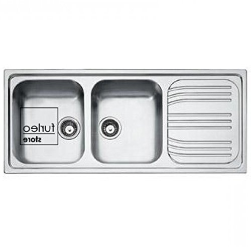 FRANKE Lavello Radar inox RRX621 cm 116 2 vasche e gocciolatoio laterale - Bordo slim acciaio da incasso (Gocciolatoio a DESTRA)