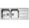 FRANKE Lavello Radar inox RRX621 cm 116 2 vasche e gocciolatoio laterale - Bordo slim acciaio da incasso (Gocciolatoio a DESTRA)