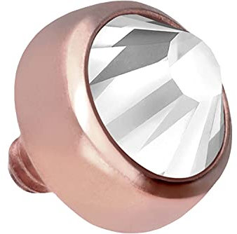 PIERCINGLINE Titan Piercing Dermal Anchor Aufsatz Ersatz DISC + KRISTALL Roségoldfarben Kristallklar 7 mm