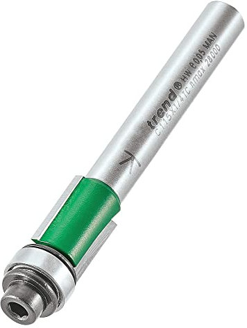 Trend CraftPro Self-Guided Trimmer Router Cutter Bit, 1/4 Inch Shank, 9.5mm Cut Diameter & 12.7mm Cut Length, Tungsten Carbide Tipped, C115X1/4TC