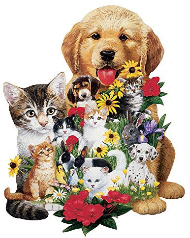 Bits and Pieces - 750 Piece Shaped Jigsaw Puzzle Age 13+ for Adults - Best Friends - 750 pc Dogs and Cats Jigsaw by Artist Jack Williams