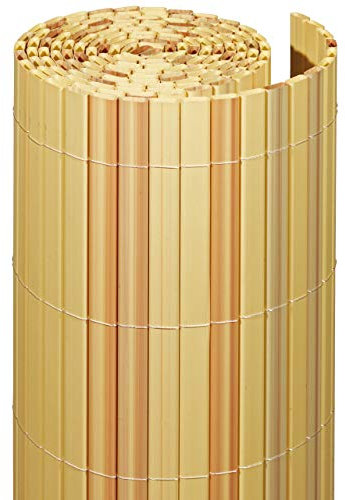 Videx Balkon-Sichtschutz PVC Rügen | Bambus | 120 x 300 cm| 100% Blickdicht ohne Abstand zwischen Röhrchen | Premium-Qualität Made in Germay |stabile wetterfeste Sichtschutzmatte
