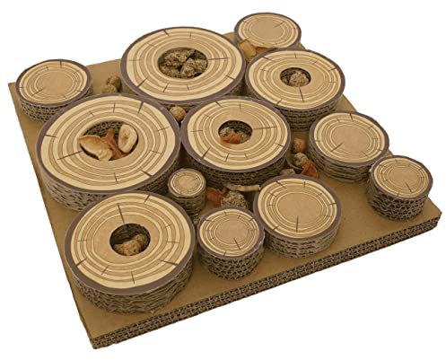 Rosewood Maze-a-Log Treat Challenge Toy for Small Animals – Cardboard Puzzle Feeder and Boredom Breaker, Hide Treats and Food, Safe-to-Chew, Enrichment Toy for Rabbits, Guinea Pigs, Hamsters, Rats