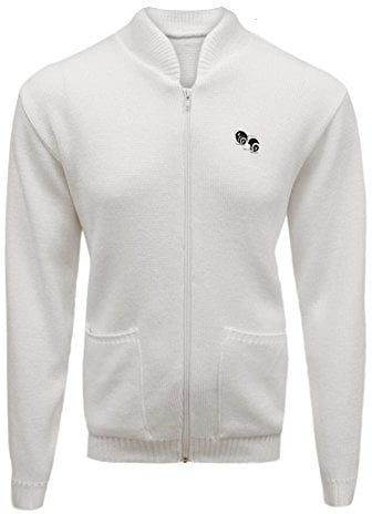 New Unisex/Men's/Woman's/Ladies/Lawn, Bowling, Bowlswear, Bowls, White - Bowls, Zip Zipper, Cardigan, Jumper, Ribbed, Collar, Cuffs and Hem Front Pockets, Bowls Logo On Chest. (XXL, White)