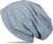 styleBREAKER Damen Beanie Mütze mit edler Strass-Nieten Applikation, Longbeanie Slouch 04024037, Farbe:Blau meliert/Used Look
