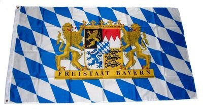 Flagge Fahne Freistaat Bayern Löwen Schrift 90 x 150 cm FLAGGENMAE®