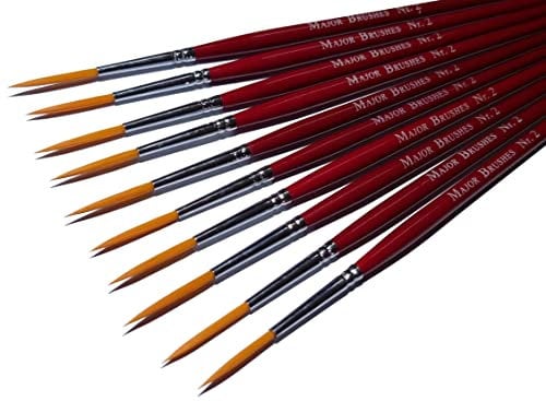 Major Brushes Lot de 10 pinceaux synthétiques taille 2