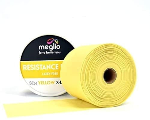 Meglio Widerstandsband Rolle, 46 Meter Latexfreie Widerstandsband-Rolle für Fitnesstraining, Fitnessstudio, Heimtraining, Dehnungen, Krafttraining & Rehabilitation, Erhältlich in 5 Farben/Stärken