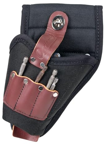Occidental Leather Belt Worn Drill Holster - Right Hand - 4 Pockets & Tool Holders - Fits Most 18V Drills & Drivers - Lightweight Nylon with Leather Reinforcement - Made in USA