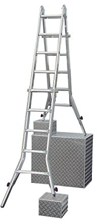Krause Gelenk-TeleskopLeiter (Alu), Arbeitshöhe 6,35 m,Leiternlänge 5,3 m, Sprossenanzahl 4x5, Gew. 18 kg