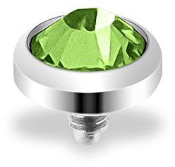 Taffstyle® Dermal Anchor Piercing Aufsatz Kugel Kristall Ball Flach / 3mm - Grün