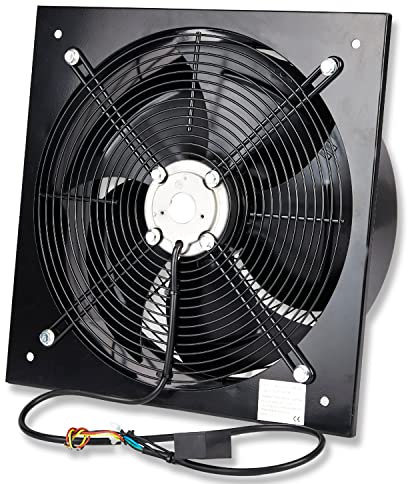 Industrial Extractor Axial Exhaust Ventilation Commercial Air Blower Fan 350mm / 14 (4 Pole) 4650m3/h [Energy Class A++] Black (Heavy Duty Metal Without Speed Control Regulator)