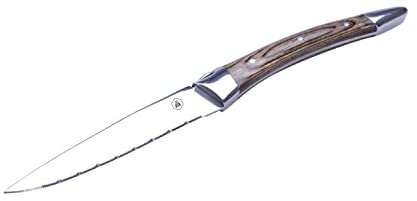 LAGUIOLE - Set mit 6 Steakmessern - Edelstahl, Metallgriff mit grauem Holz veredelt - Set von Tischmessern für alle Gelegenheiten - Besteck für Mittag- oder Abendessen