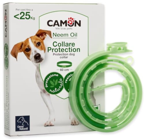 CAMON | Collare Barriera per Cane Olio di Neem, Rilascia Un Gradevole Odore, Resistente all'Acqua, Protezione per Circa 2 Mesi, 60cm