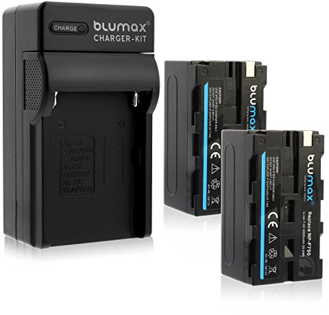 Blumax 2X Akku ersetzt Sony NP-F750/F970/F960/F550-4000mAh + Ladegerät inkl. KFZ Ladekabel