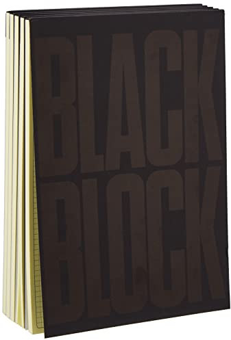 Exacompta 5700E Packung mit 5 Notizblöcken 29,7 x 21 cm Vertikalformat 70 Blatt mit gelbem, entspiegeltem Papier Kleine Karos 80 g/m² Schwarz