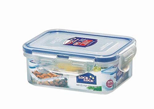 2 Stück Lock & Lock Frischhaltedose, Vorratsdose, transparent, 350 ml, rechteckig, 135 x 102 x 52 mm, Set by Danto®