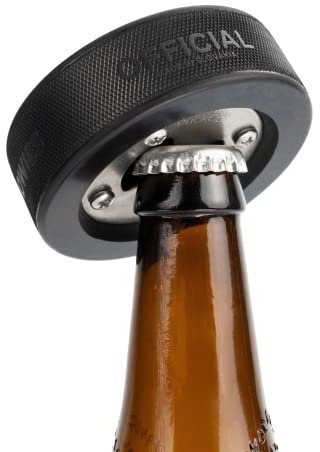 Buffalo Bottle Craft - Hockey Puck Flaschenöffner - Schwarz, Edelstahl, Oval, 3.5 x 3 Zoll, 0.35 lbs, USA/Canada