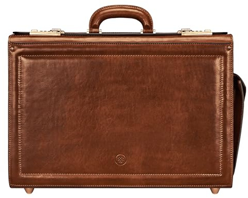 Maxwell Scott - Mens Luxury Leather Pilot Briefcase/Catalog Case with Combination Lock - Handmade - The Varese Chestnut Tan