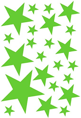 Samunshi® Sterne Aufkleber Set gefüllt 14x2,5cm6x5cm2x7,5cm1x10cm lindgrün