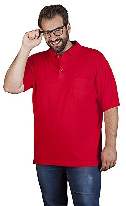 Heavy Poloshirt mit Brusttasche Plus Size Herren, Rot, 4XL