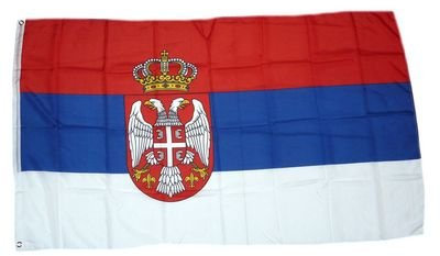 Flagge Fahne Serbien mit Wappen 90 x 150 cm FLAGGENMAE®