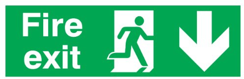 Signs & Labels FFX04211R Sign Board, Fire Exit Arrow Down