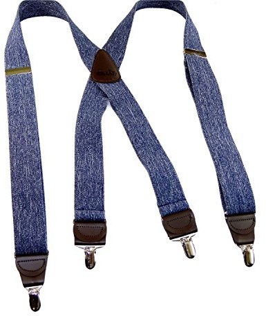 Hold-Up Suspender Company Casual Series Dark Denim XS Suspenders for Men In the Traditional X-Back Style with USA Patented No-Slip Clips