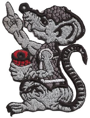Patch Rat Biker Rocker Ratte Old School Motorrad Heavy Metal Aufnäher Abzeichen
