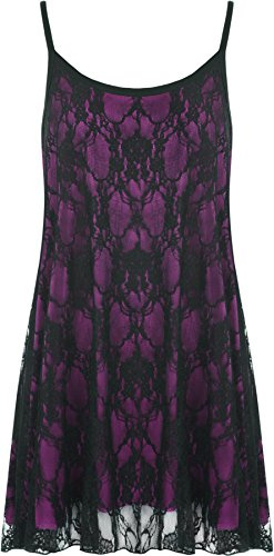 Womens Plus Size Lace Chiffon Sheer Lined Strappy Sleeveless Swing Vest 12-30