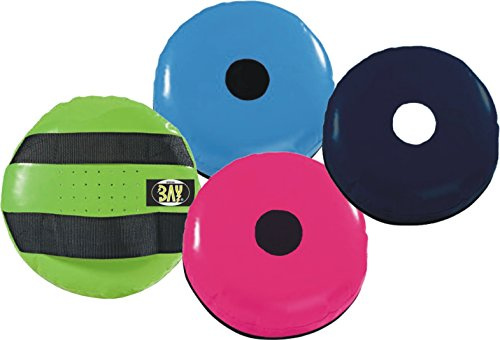BAY®  FLASH FLYING TARGET  - für KINDER LEDER PU Mitt Doppel Double Hand Schlag Pratze Doppelpratze Doppelmitt Schlagmitt Schlagpolster Schlagkissen Taekwondo Kickboxen Tae Kwon Do Handpratze Pratze Doppelpolster Handmitt Doppelschlagpolster Kids gelb