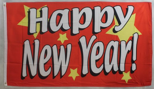 Buddel-Bini Flagge Fahne ca. 90x150 cm : Happy New Year!
