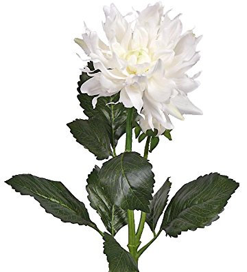 kunstpflanzen-discount.com Kunstblume Dahlie, Blüte und Knospe weiß farbig, Länge 75cm, Durchmesser 12cm - Künstliche Dahlien Dekoblume blühend
