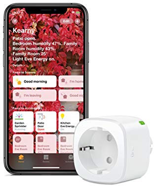 Eve Energy - Smarte schaltbare Steckdose (deutsche Markenqualität), TÜV zertifiziert, Verbrauchsmessung, Zeitpläne, schaltet Geräte ein & aus, keine Bridge nötig, Smart Plug (Apple Homekit)