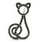 Broche chat noir de jais en plaqué rhodium – 50 mm de long, taille unique, Pas de type de métal, cristal swarovski