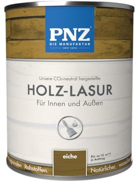PNZ Holzlasur für Innen und Außen | lösemitttelfreie Farblasur | Nachhaltig hergestellt mit regionalen Rohstoffen | für alle Hölzer, auch Bienenhäuser, Gebinde:10L, Farbe:eiche