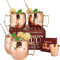will's Kupferbecher – Set mit 4 Tassen aus 100% reinem massivem Kupfer – 16-Unzen-Premium-Geschenkset mit 4 Cocktail-Kupferstrohhalmen, Schnapsglas und Rezeptheft