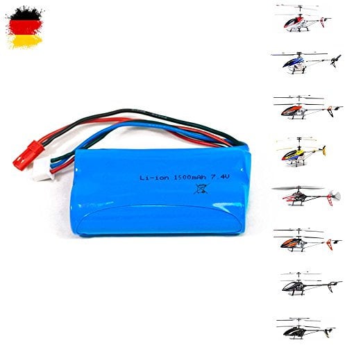 1500 mAh 7.4 V Battery for RC Helicopter and Boat Double Horse 9053 MJX F45 °F645 T55 T655, 9050, 9118 9101 9104 9115 – EGOFLY LT 711 713, Lt, Rayline R902 Replacement Battery