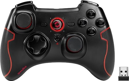 Speedlink TORID Gamepad - Controlador inalámbrico de PC y PS3 con cable de carga USB para PC y consola, negro