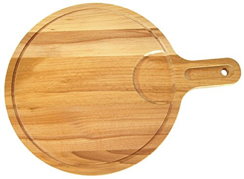 EFO Paleta de madera para pizza– Tabla de cortar redonda – espátula para pizza para horno o parrilla, ideal para hornear pan de pizza casero – Tabla de servir madera – diámetro 30cm