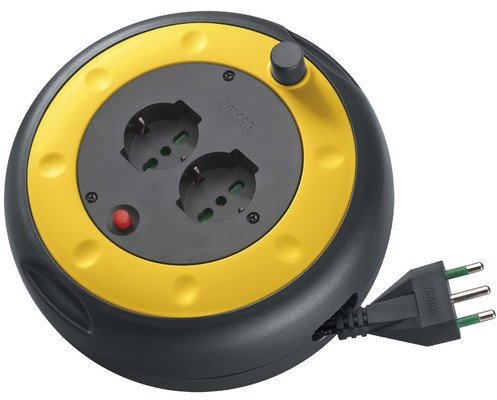 VIMAR Avvolgicavo 16A 2 Uscite Universali 5 Metri Giallo