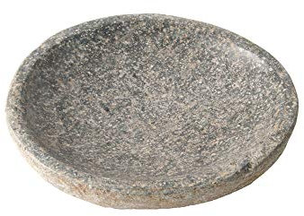 wohnfreuden Naturstein Schale grau rund 10 cm - Steinobstschale poliert Dekoration Aufbewahrung
