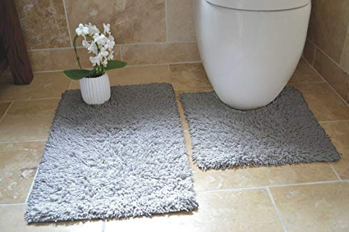 Rapport Cotton Twist Bad- und WC-Vorleger-Set, Baumwolle, 80 x 50 x 2 cm, silberfarben