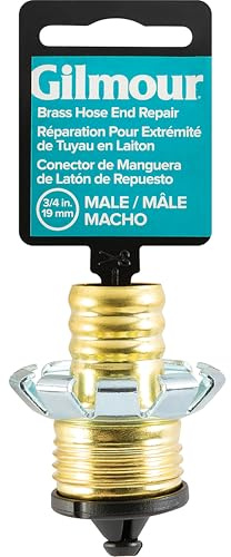 Gilmour 3/4 Male Brass Hose Clinch Mender Coupling, Heavy Duty Metal Water Hose Repair Kit, Garden Hose Repair Fitting
