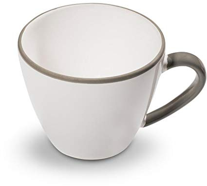 GMUNDNER KERAMIK Kaffeetasse Gourmet Füllmenge : 0.2 Liter Grauer Rand Geschirr, handgemacht in Österreich