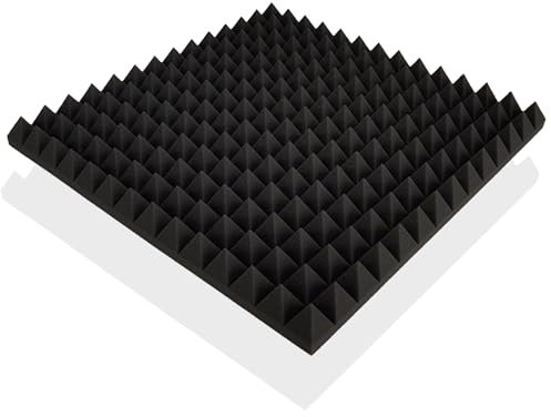 4 Akustikschaumstoff FSEm Platten je ca. 50x50x7cm (=, ca. 1 m²), in der Farbe Anthrazit Schwarz,(flammhemmend nach MVSS302), ca. 1 m², Pyramidenschaumstoff, Noppenschaumstoff, Schaumstoff