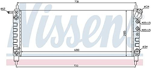 NISSENS Kühler Motorkühlung Kühler Wasserkühler Motorkühler Netzbreite 285mm Netzlänge 680mm Netztiefe 23mm 63298