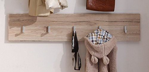 trendteam smart living - Malea - Garderobenpaneel - Eiche San Remo - Garderobenboard mit 5 Kleiderhaken - (BxHxT) 88 x 18 x 2 cm